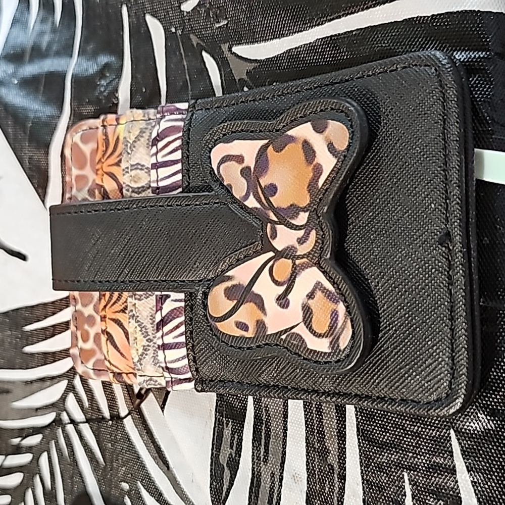 Disney Parks Wallet Minnie Mouse Bow Safari Animal Kingdom Print Slim Cardholder